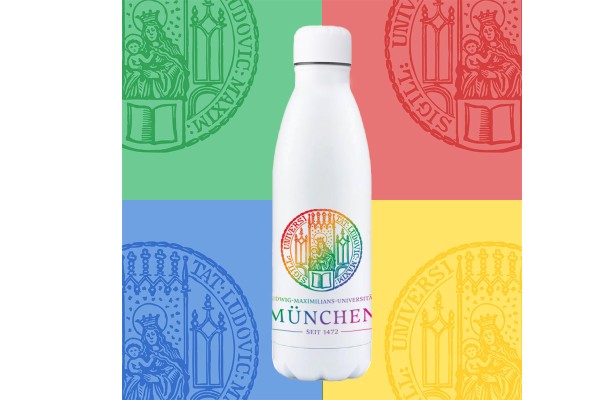 "LMU is colorful" - limited edition stainless steel drinking bottle, 790 ml